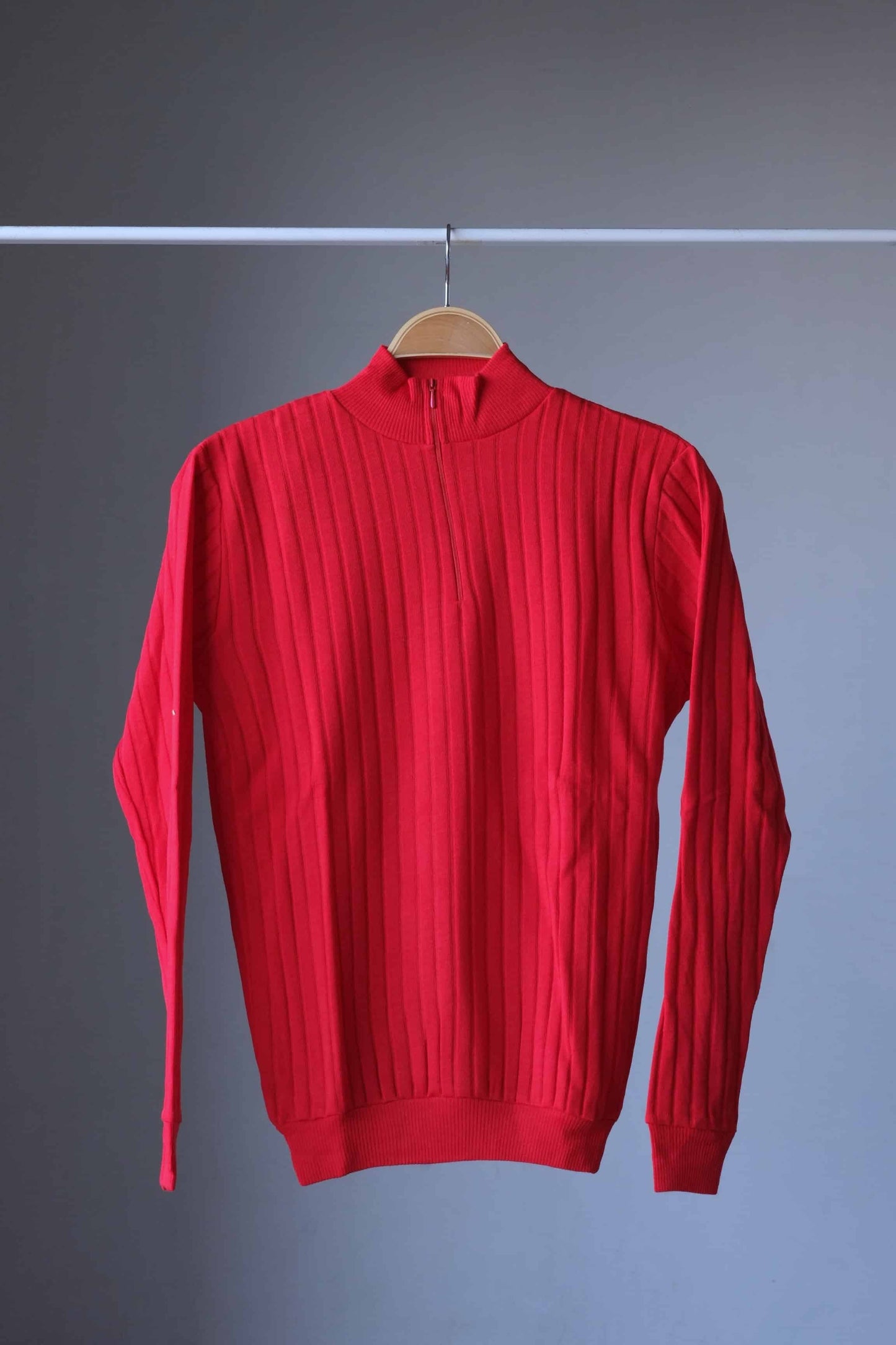 70's Zip Neck Men's Sweater red