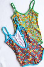 RESTOSANA 70's Floral Terry Girls Swimsuit backside