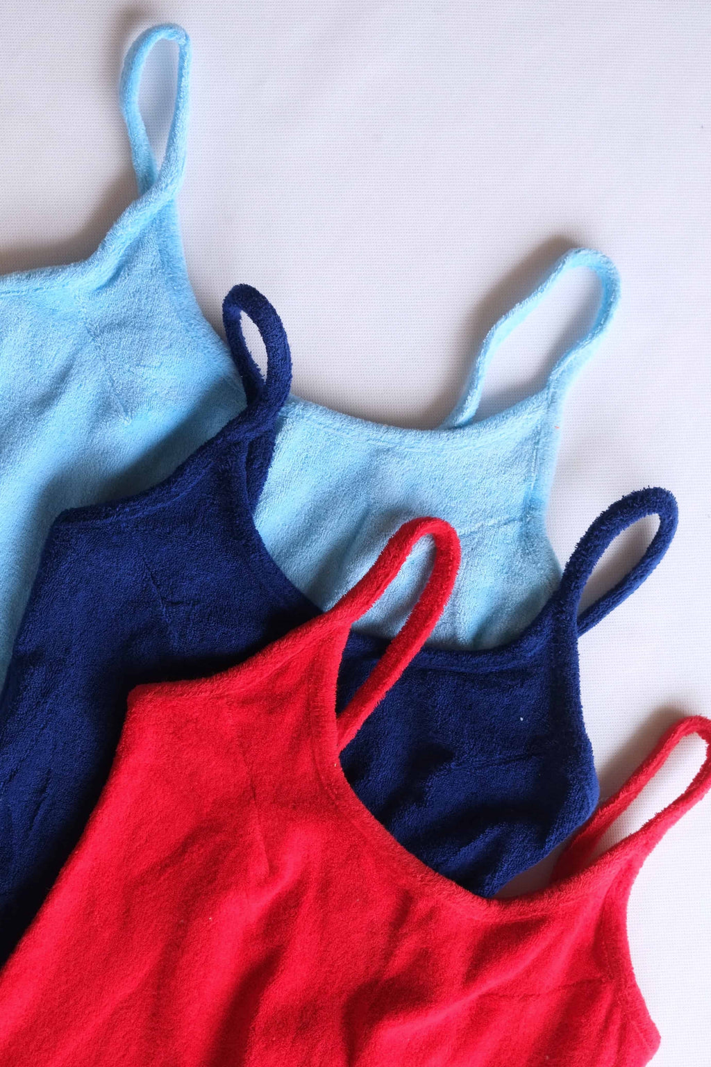 70's Solid Terry one piece Swimsuit close up