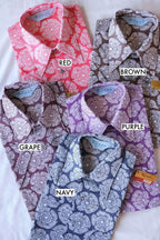 vintage flower print long sleeves 70s shirt colors