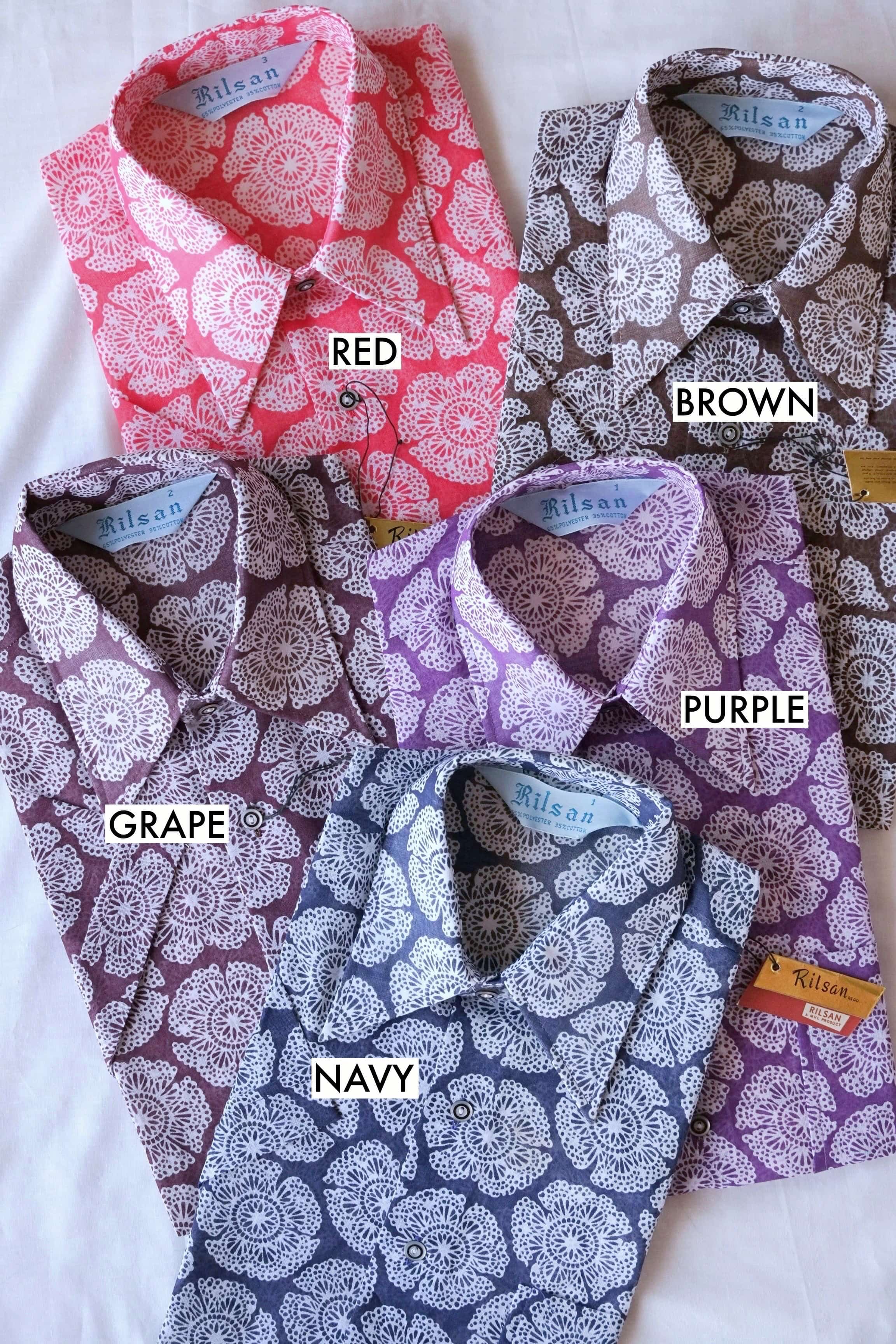 vintage flower print long sleeves 70s shirt colors
