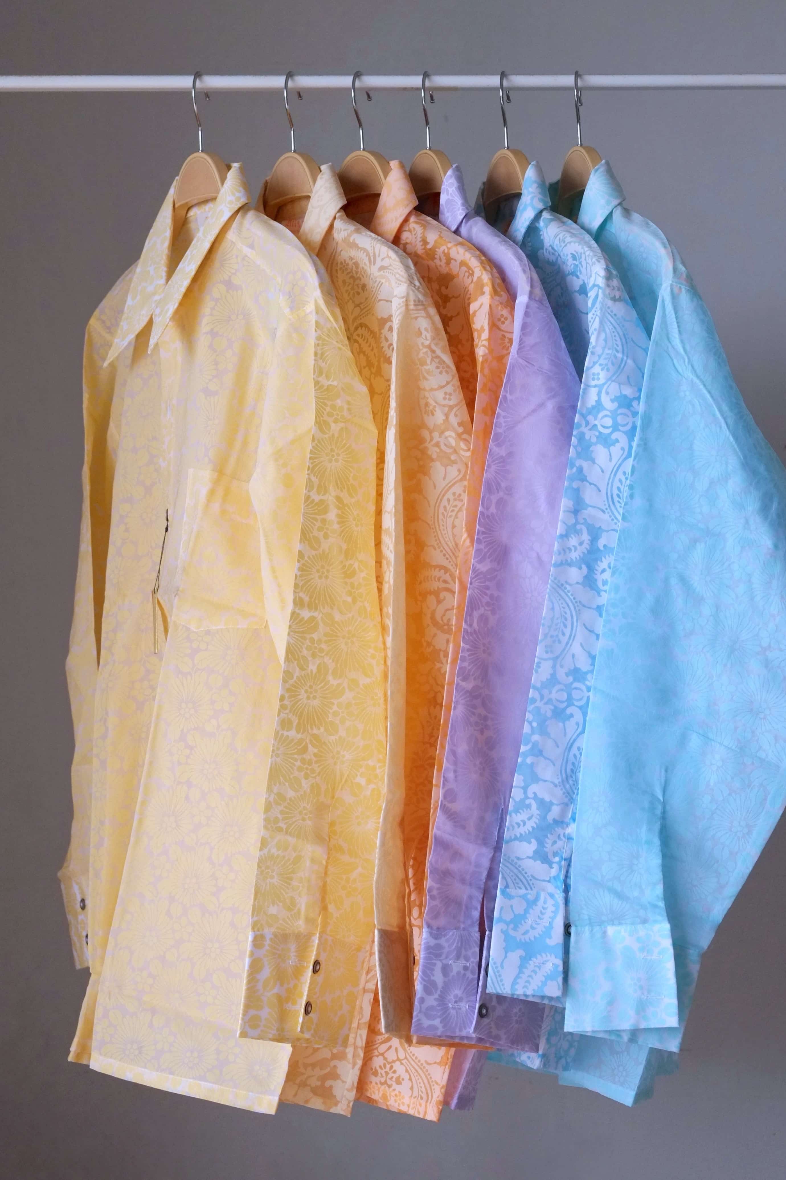 vintage see-through 70s printed shirt pastel