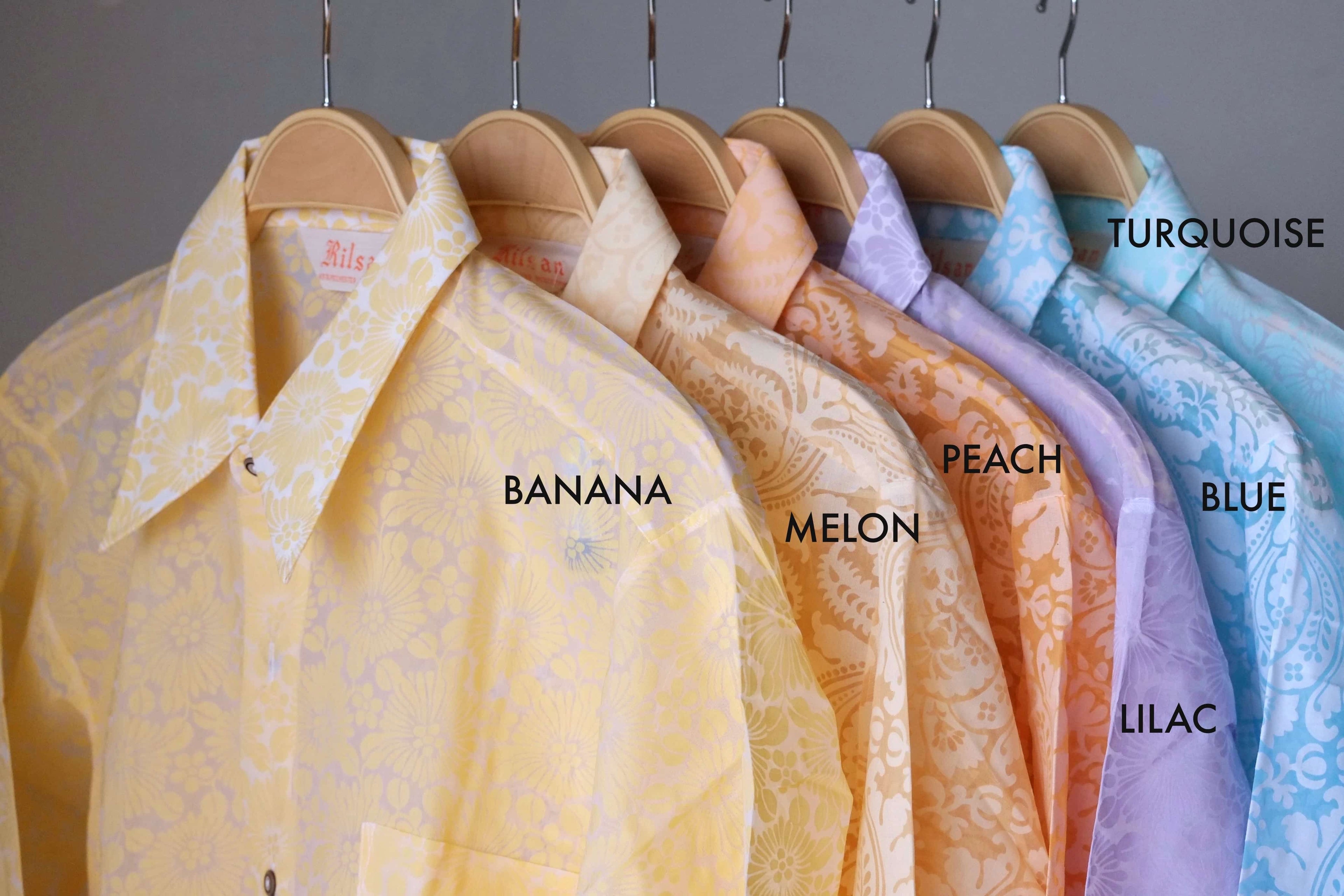 vintage see-through 70s printed shirt colors