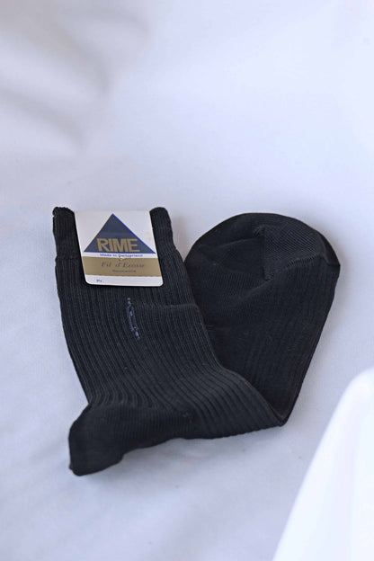 Mercerized Cotton Lisle Dress Socks black