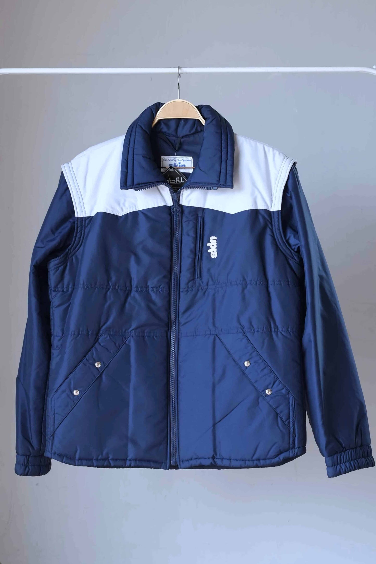 Vintage 80's Men's Ski Jacket with Removable Sleeves navy