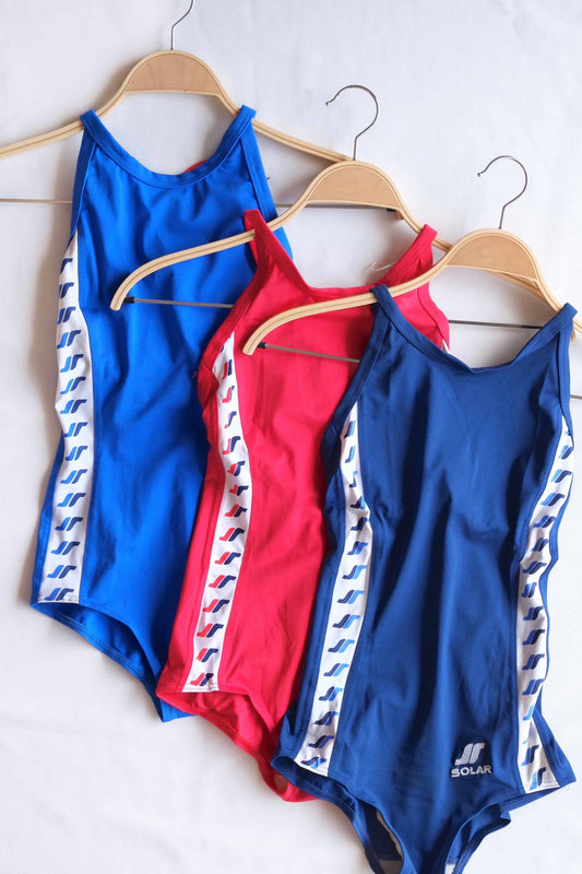 80's Racer Kids Swimsuit blue, red and navy