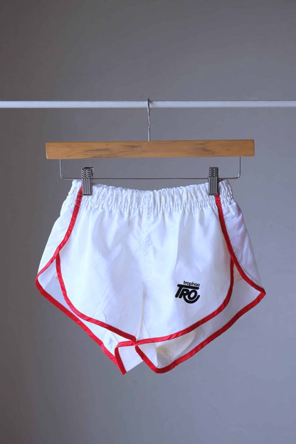 Vintage Satin 80's Jogging Shorts white red