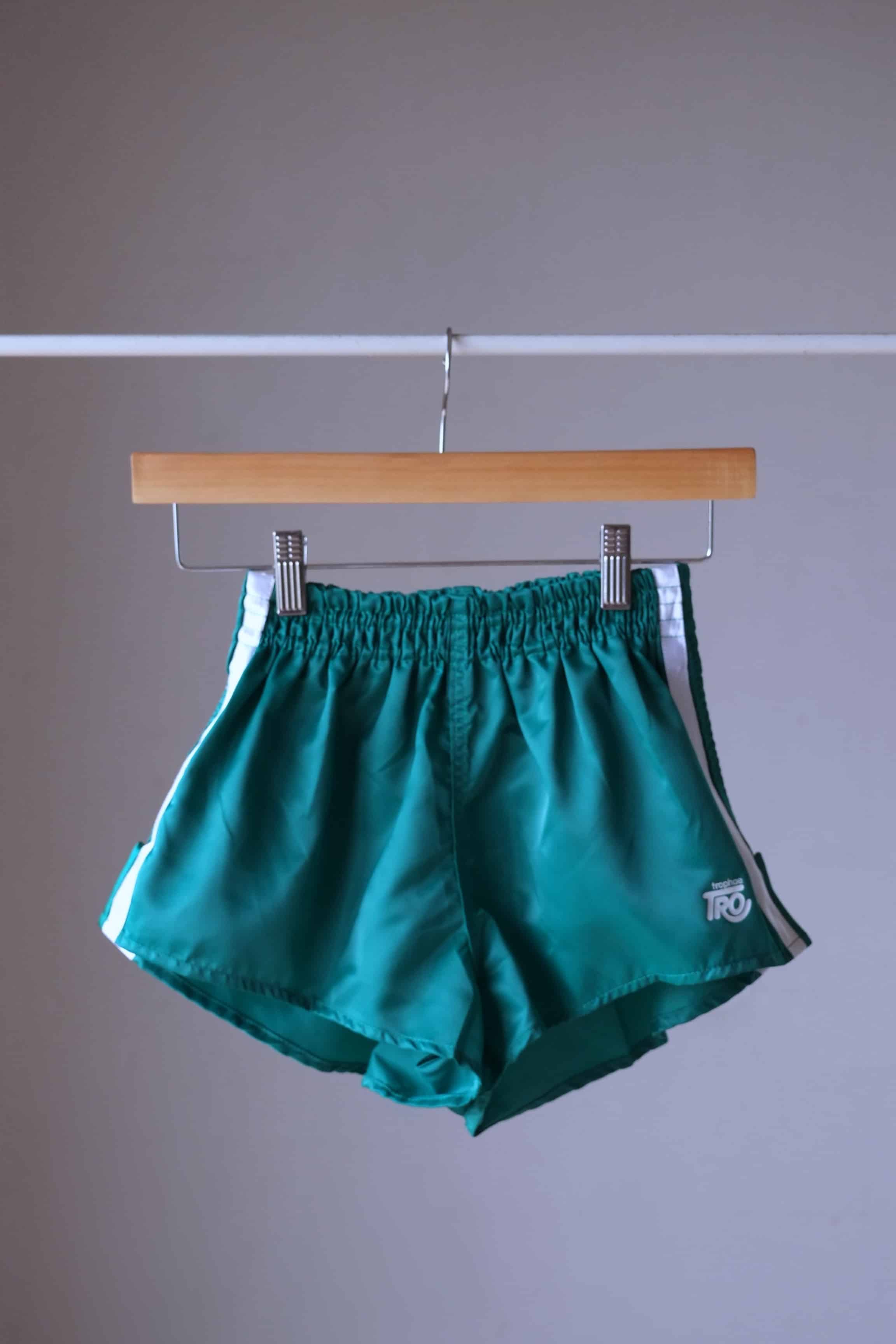 Vintage 80's Satin Jogging Shorts green