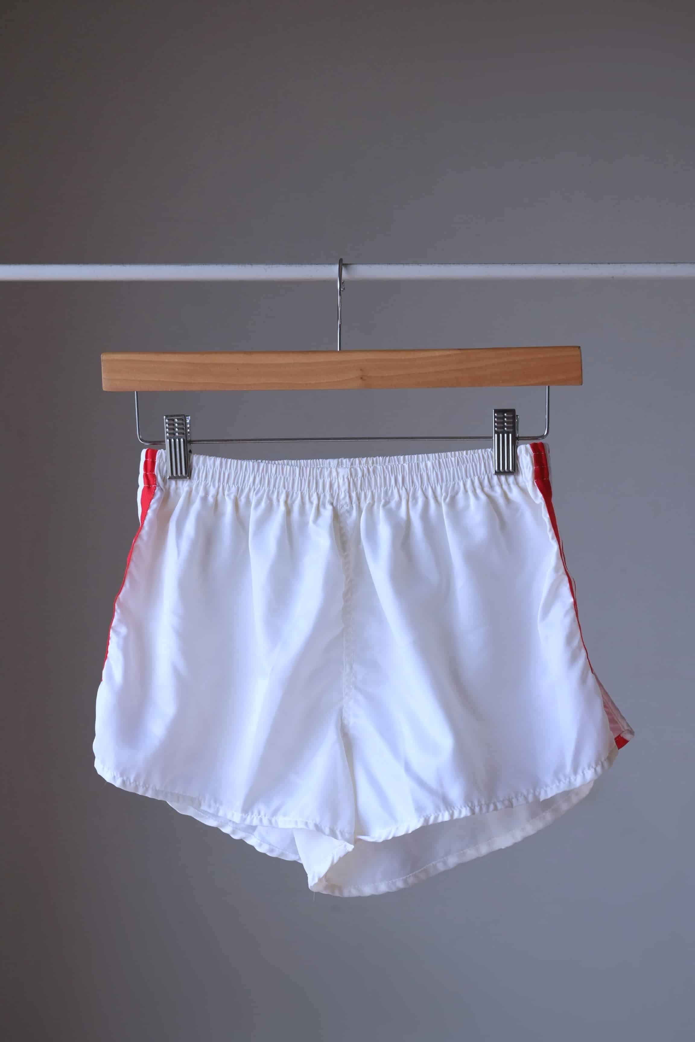 Red and white striped sales running shorts