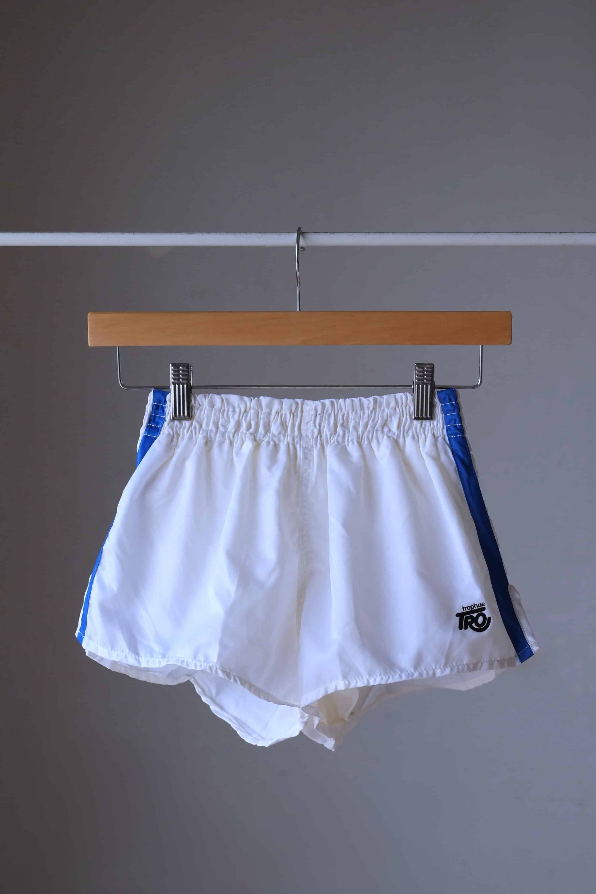 Vintage 80's Satin Jogging Shorts white blue