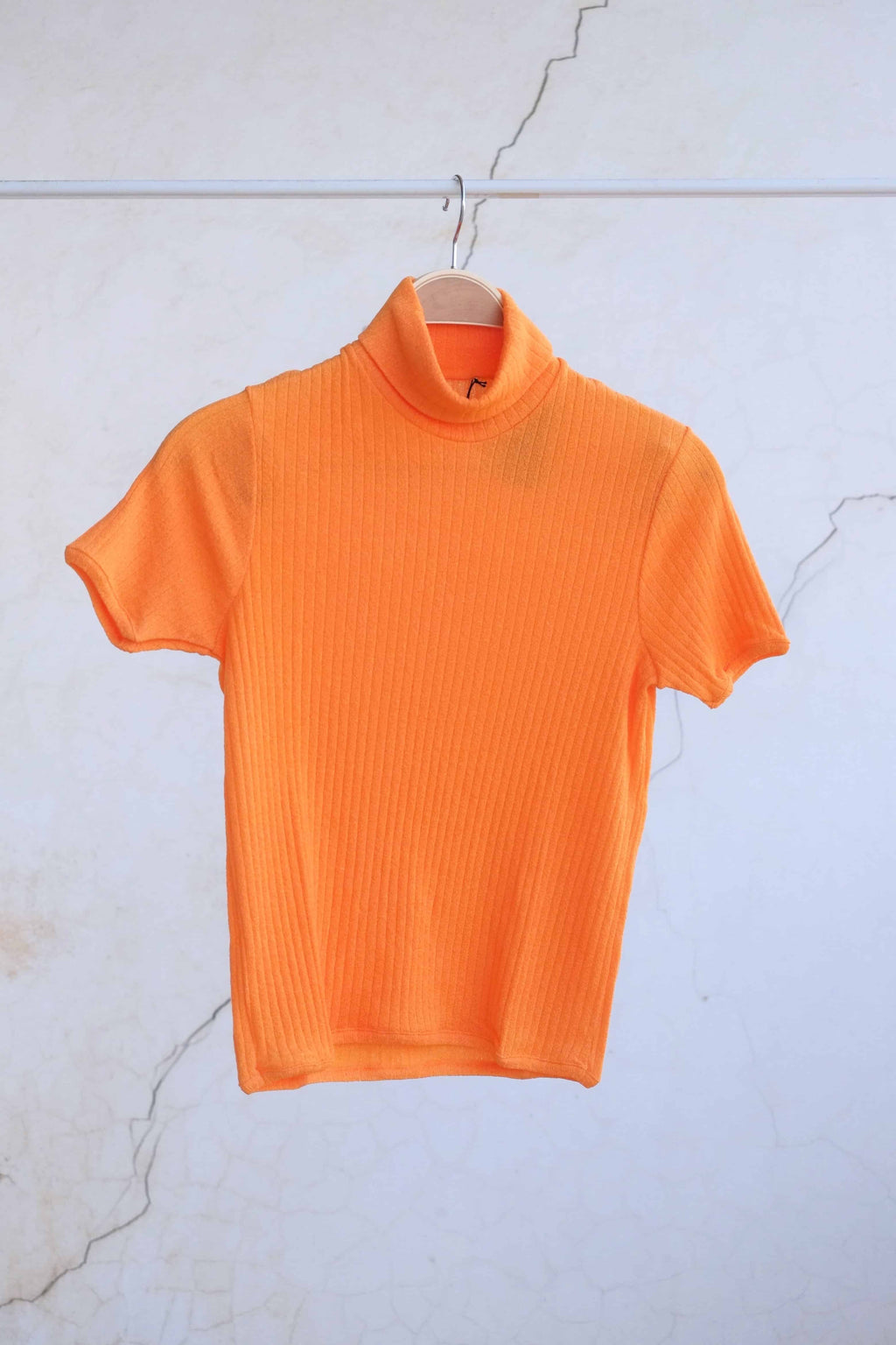 60's Turtleneck Short Sleeves Top TANGERINE