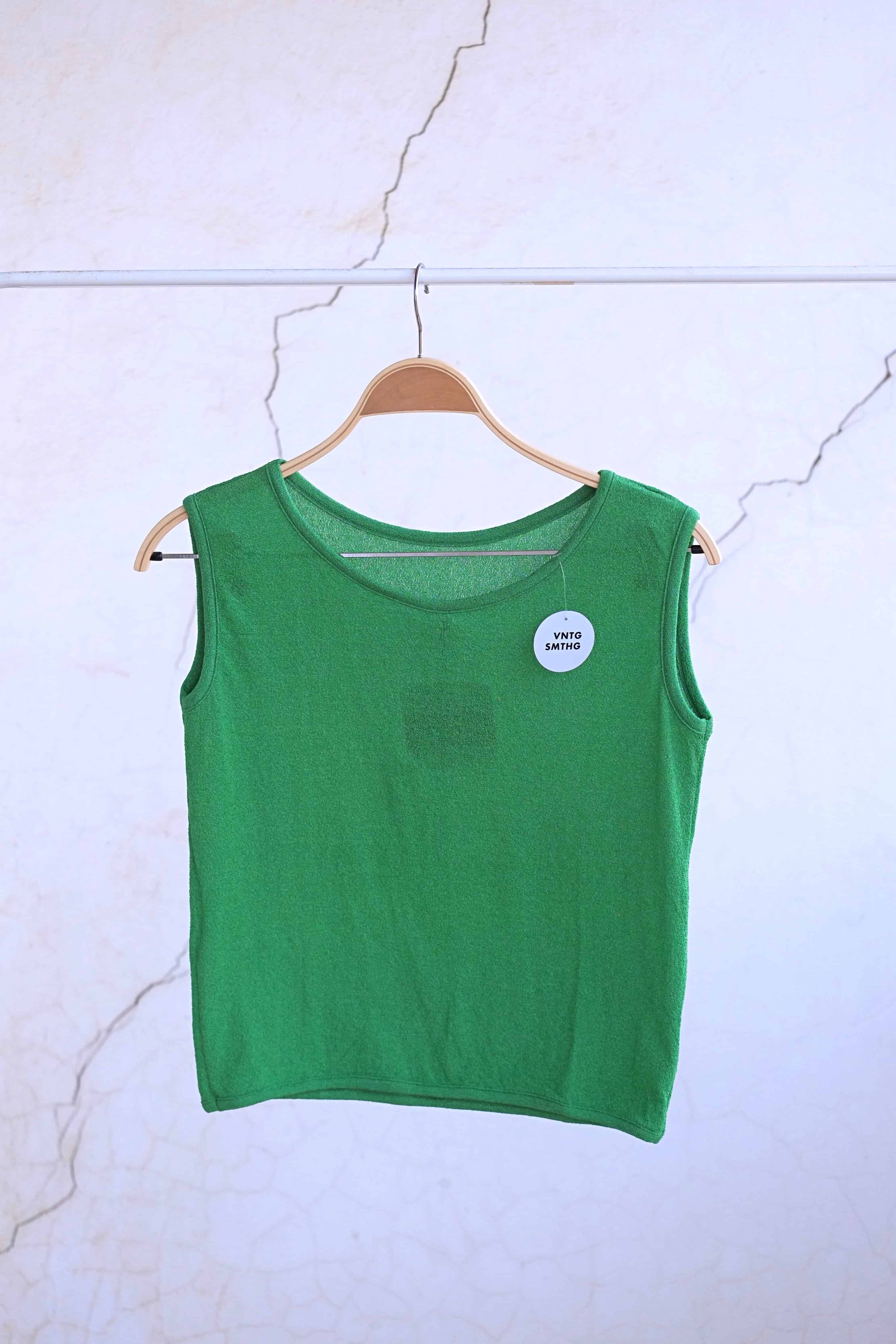 60's Sleeveless Mesh Top green
