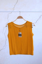 60's Sleeveless Mesh Top mustard